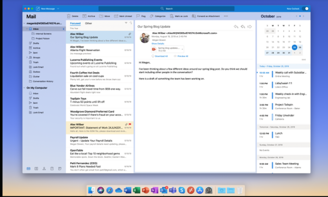 show from field in outlook for mac